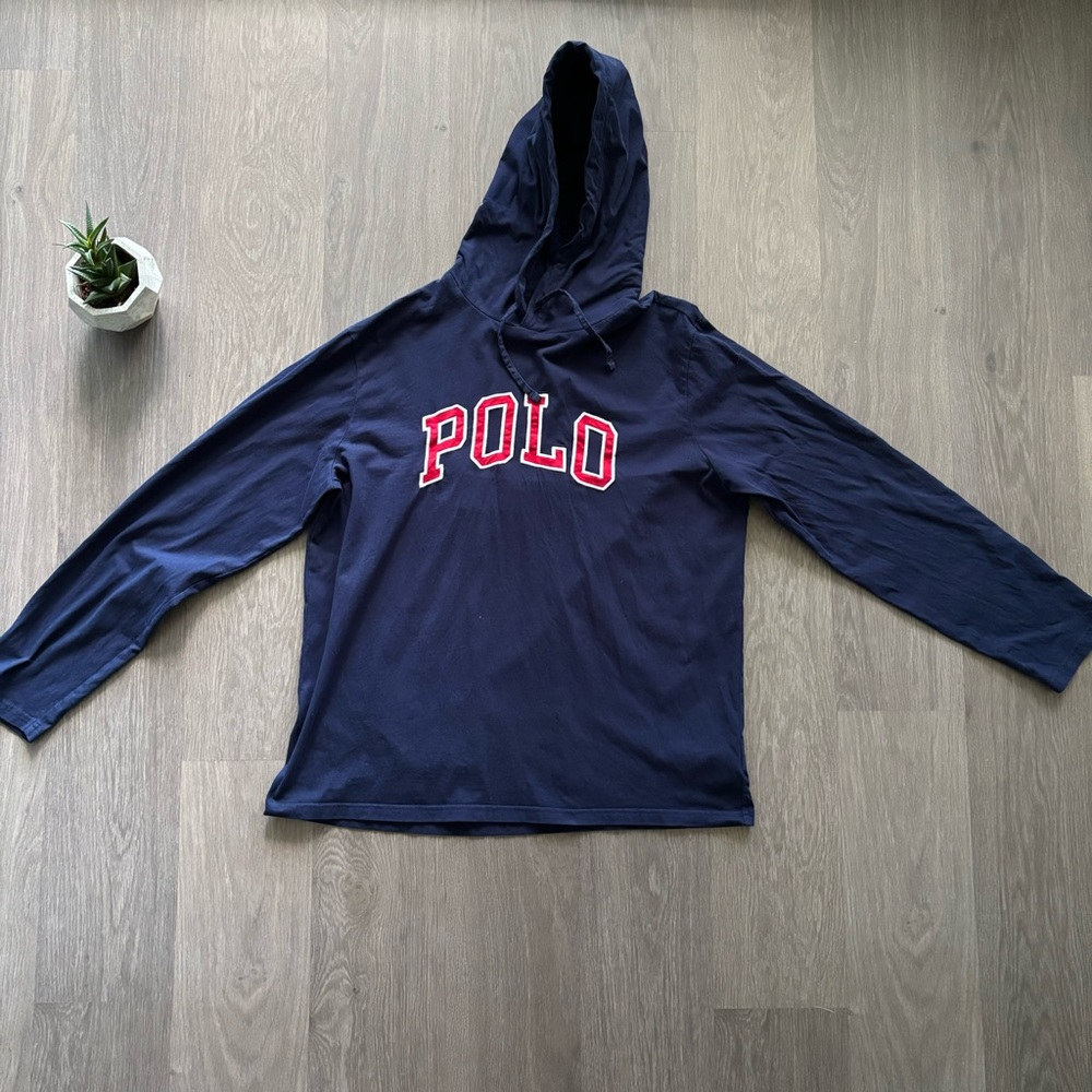 Polo Ralph Lauren Blue Long-Sleeve Logo T-Shirt with Hood